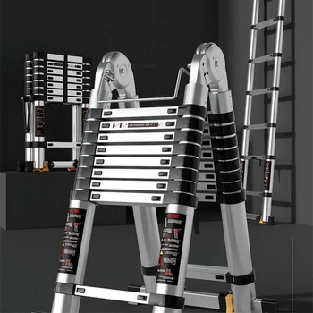 Modern Alüminyum Alaşımlı Teleskopik Merdivenler Çok Fonksiyonlu Taşınabilir Ev portatif merdiven Ev Mobilyaları Asansör Katlanır Merdivenler