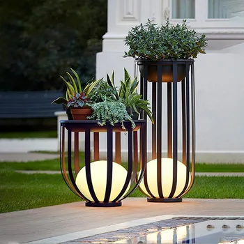 Modern Bahçe çay masası ışık su geçirmez çim lambası güneş enerjisi LED peyzaj lambası açık atmosfer zemin lambası