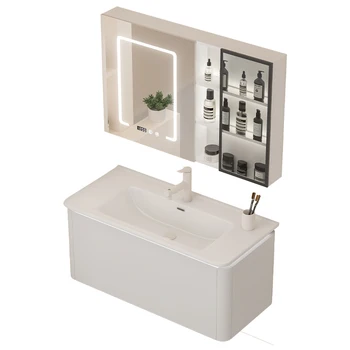 Modern Minimalist Banyo Dolabı Seramik Tüm Lavabo lavabo Dolabı Kombinasyonu