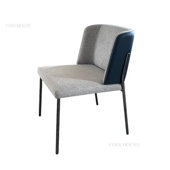 Modern Pamuk Keten yemek sandalyeleri Yemek Odası için Lüks Tasarımcı Yemek Sandalyesi Eğlence Basit Deri Arkalığı Sandalyeler