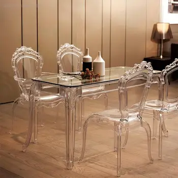 Modern Salon Yemek Odası Sandalyeleri Mutfak Tasarım Manikür Bahçe Salonu Plastik Sandalye Yatak Odası Şeffaf Sedie Mobilya Bar Seti