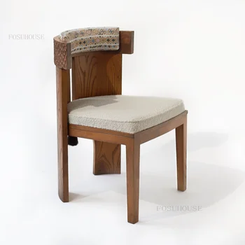Modern Çin Tasarımcı Yemek Sandalyesi Arkalığı At Şekli Masa Sandalye Ev Kuzu Kadife Sandalye Tam katı ahşap yemek sandalyesi