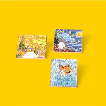Morkopela Van Gogh Ayçiçeği Çığlık Emaye Pimleri Ünlü Sanat Yağlıboya Broş Yaka Rozetleri Pin Takı Arkadaş için Hediyeler