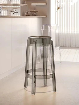 Mutfak yüksek tabure şeffaf sandalye akrilik çubuk sandalye tasarım sandalye yemek sandalyeleri Tabureler Bar Taburesi Basit Plastik Yüksek Sandalye S