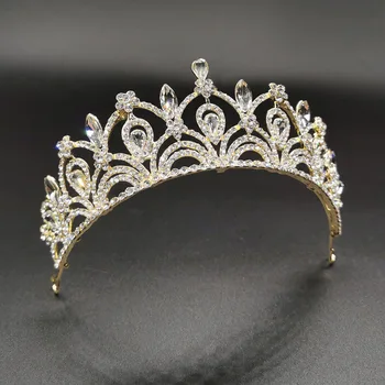 MYFEIVO Gelin Düğün Tiara Taç Saç Aksesuarları Takı Kadınlar Kraliçe Kızlar Gelin Prenses Doğum Günü Headband9Headdress XXY0521