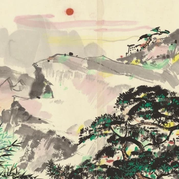 Müze üreme Pirinç kağıdı İpek kumaş Guanzhong Wu Wanli Yangtze Nehri resim kaydırma Büyük Dekoratif boyama Hediyeler. 35X530