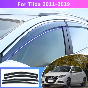 Nissan Tiida Hatchback için C12 C13 2011-2019 Pencere Hava Kalkanı Güneş Yağmur Visor Araba Styling Oto Aksesuarları 4 adet Tenteler