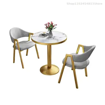 Nordic ışık lüks müzakere masa ve sandalye kombinasyonu satış departmanı Modern basit süt çay dükkanı yemek masası ev