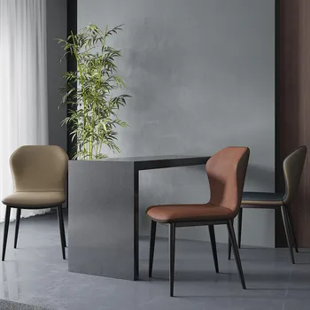 Nordic ışık lüks yemek sandalyeleri yaratıcı ev Modern italyan Minimalist mutfak mobilyası arkalığı deri yemek sandalyesi CN