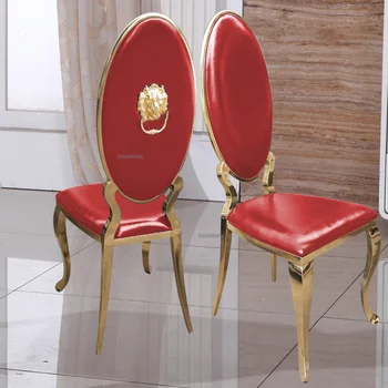 Nordic ışık lüks yemek sandalyesi Modern deri arkalığı müzakere sandalye oturma odası mobilya paslanmaz çelik yemek sandalyeleri