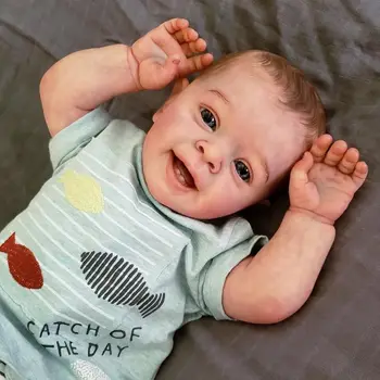 NPK 60CM Reborn Bitmiş Bebek Bebek Yannik Erkek Boyalı Saç Gerçekçi El Boyalı Sanat Bebek Görünür