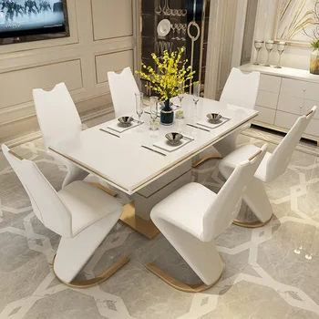 Post-modern yemek masası ve sandalye kombinasyonu ev yemek masası ışık lüks yemek masası