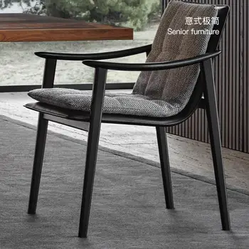 Post-modern ışık lüks Minimalist tasarımcı yeni Villa restoran modeli odası italyan deri yemek sandalyesi