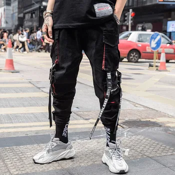 Prowow Yeni Yaz Siyah Hip Hop Kargo Pantolon Erkekler Streetwear Pamuk Joggers Moda Sweatpants Casual harem Pantolon