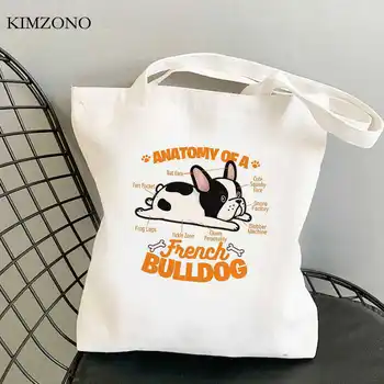Pugs Pug Köpek alışveriş çantası geri dönüşüm çantası bakkal tote tuval alışveriş yeniden kullanılabilir poşet kumaş yeniden kullanılabilir sacola özel