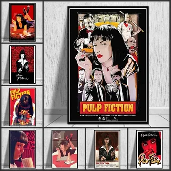 Pulp Kurgu Quentin Tarantino Tuval Boyama Posterler Ve Baskılar duvar sanat resmi Vintage Film Dekoratif Ev Dekor Cuadros