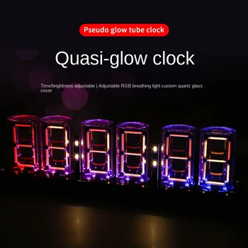 RGB Sözde kızdırma tüpü Dijital Saat Basit İçi Boş Retro Tarzı LED Masaüstü Yaratıcı Saat Süsler Hediye