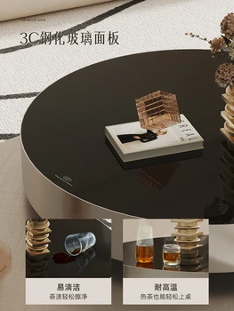Rudaı İtalyan minimalist yuvarlak aile oturma odası küçük aile Paslanmaz Çelik Tasarımcı entegre dönebilen sehpa