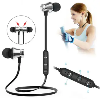 S8 Kablosuz Mavi uyumlu mikrofonlu kulaklıklar Manyetik Adsorpsiyon Spor Kulaklık Bas Stereo Kulak İçi Kulaklık Tüm Telefon İçin
