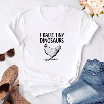 Seeyoushy YÜKSELTMEK KÜÇÜK DİNOZORLAR Tavuk Baskı Yaz Yeni Moda kadın T-shirt Y2K Trend kadın Giyim Rahat Tatil Üst