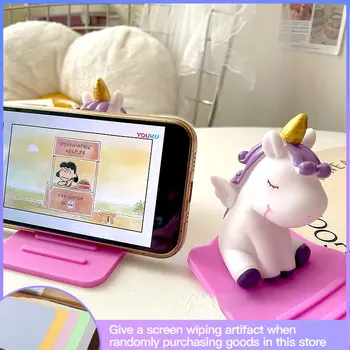 Sevimli Pembe Girly Kalp Tembel Masaüstü telefon tutucu Unicorn Pony için Uygun Cep tablet telefon İpad Tembel Tutucu telefon tutucu