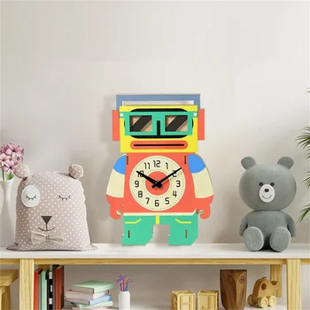 Sevimli Robot Kedi Saat Sarkaçlı duvar saati ile Swishing Gözler Duvar Saati Sarkaç Siluet Prenses Wag Duvar Kanat İzle