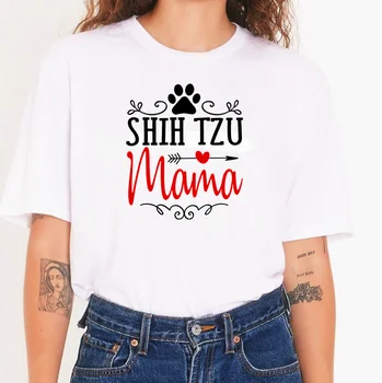 Shih Tzu Mama t shirt özelleştirilmiş ürünler özelleştirilmiş ürünler bayan grafik t shirt