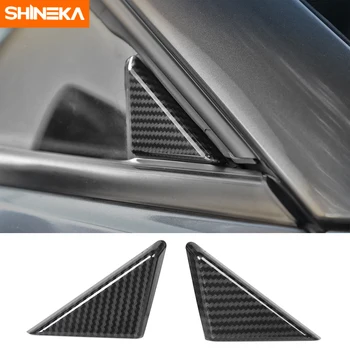 SHINEKA Karbon Fiber Araba Ön Cam Üçgen Cam Dekoratif Kapak Sticker Aksesuarları Dodge Challenger 2009 + İçin Araba Styling