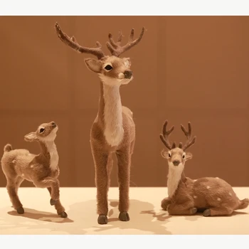 Simülasyon Noel Ren Geyiği Heykelcik Noel Elk Geyik Bebek Yeni Yıl Partisi Süs Ev Dekorasyonu çocuk oyuncakları M6CE
