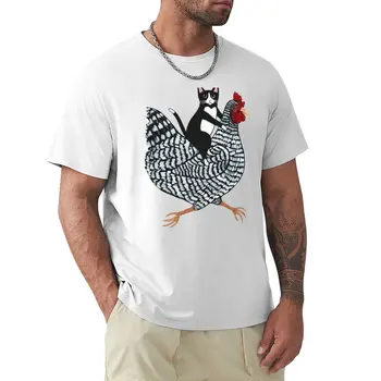 Smokin Kedi Tavuk Binmek T-Shirt t-shirt adam çabuk kuruyan t-shirt özel t shirt t shirt erkekler için grafik