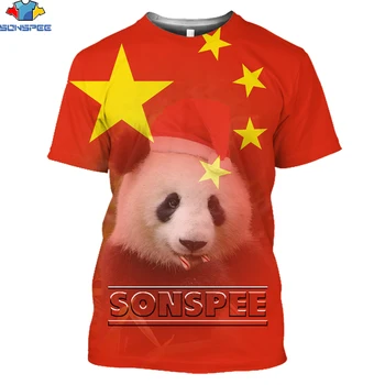 SONSPEE Çin Ulusal Hazine Hayvan Sevimli Panda T-shirt 3D Erkek Kadın Moda Ulus CHN Tshirt Unisex Kısa Kollu Tee Tops