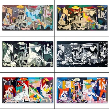 Soyut Ünlü Picasso Duvar Sanatı Üreme Guernica Posterler ve Baskılar Resimleri Baskı Ev Odası Dekor ıçin Tuval Boyama Gif