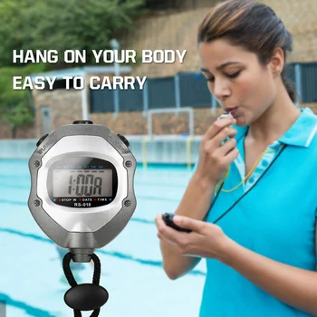 Su geçirmez Kronometre Dijital El LCD Zamanlayıcı Spor Sayacı için Kayış ile Yüzme Koşu Futbol Eğitimi Kronometre