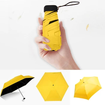 Taşınabilir 5 Katlanır Güneş Şemsiyeleri Güneş Koruyucu Kadın plaj şemsiyesi Hafif Cep Mini Şemsiye Yağmur Kadınlar Rüzgar Geçirmez Dayanıklı