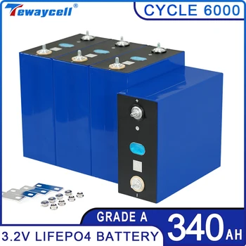 Tewaycell 3.2 V 340Ah Lifepo4 Pil Marka Yeni Şarj Edilebilir Hücre Sınıf A Lityum Demir Fosfat RV UPS Güneş Enerjisi AB ABD VERGİ ÜCRETSİZ