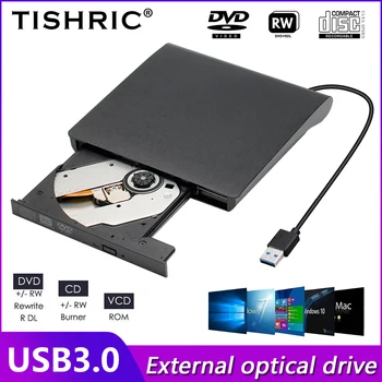 TISHRIC Tipi C / USB 3.0 Harici DVD Sürücü CD Çalar PC DVD-RW ROM Çalar CD-RW Harici CD DVD Sürücü İçin Macbook Dizüstü Masaüstü