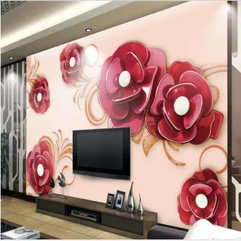 wellyu Özel büyük ölçekli duvar resimleri patlama kabartma modelleri üç boyutlu çiçekler TV zemin dokunmamış duvar kağıdı