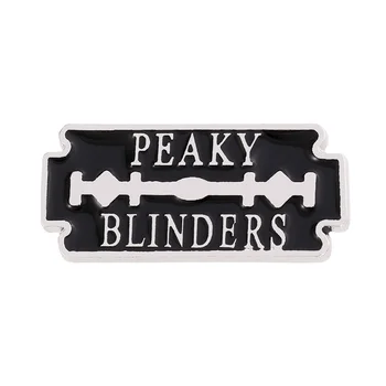 Yaratıcı Geometri Peaky Blinders Broş Siyah tıraş bıçağı Keskin Broş Pins Alaşım Rozeti Giysi Çanta Aksesuarları Takı Hediye