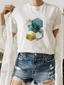 Yaz giysileri Giyim Moda O-Boyun Tee Üst Kısa Kollu Soyut Sevimli Tatlı 90s Kadın grafikli tişört Baskı T Shirt