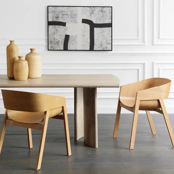 Yemek sandalyeleri İskandinav sandalyeler ışık lüks makyaj koltuğu ev basit tasarımcı Modern katı ahşap kolluklu sandalye arkalığı ile