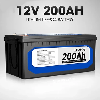 Yeni 12V Pil 200Ah Pil LiFePO4 Pil Paketi Lityum Demir Fosfat Piller Dahili BMS Güneş Tekne İçin Hiçbir Vergi