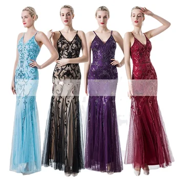Yeni 2023 Glitter Resmi Elbise Seksi V Yaka Kolsuz gece elbisesi Düğün ve Partiler için Elbiseler Kadınlar için Vintage