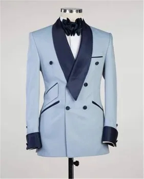 Yeni Açık Mavi Kruvaze Takım Elbise Blazer 2023 Slim Fit Akşam Yemeği Balo Parti Ceket Resmi İş Elbisesi SADECE 1 * CEKET