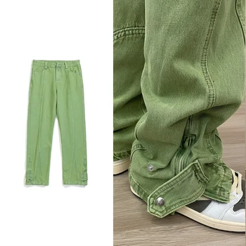 Yeni Moda Kot Erkekler Düz Kaybetmek Baggy Kot Trend Streetwear kot pantolon Hiphop harem pantolon Giyim
