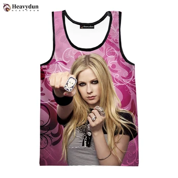 Yeni Popüler Şarkıcı Avril Lavigne Moda Yaz Erkek Tankı Üstleri Kolsuz Bahar Harajuku Kişilik 3D Baskılı Plaj Tees Tops