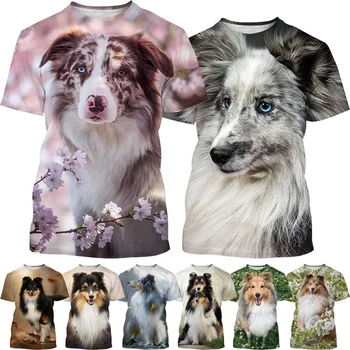 Yeni Sevimli Sheltie Köpek 3D Baskılı Kısa Kollu T Gömlek Erkekler ve Kadınlar Rahat T Shirt Sınır Collie Harajuku Tarzı Streetwear Üst
