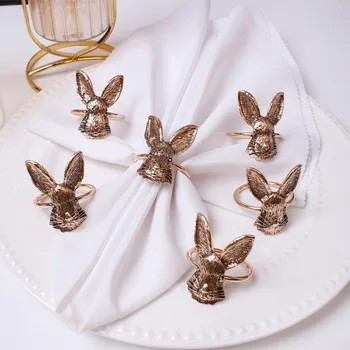 Yeni Tavşan Kulakları Peçete Halkaları paskalya tavşanı Peçete Halkası Metal Peçete Tutucu Ev masa süsü Bahar Paskalya Partisi Düğün 2022