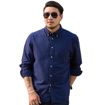 Yeni Yüksek Kalite Moda Erkekler Dipli %100 % Pamuklu Gömlek Sonbahar Kış Gevşek Akıllı Rahat Gömlek Oxford Artı Boyutu 2XL-7XL 8XL