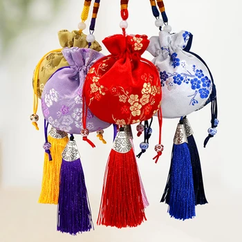 Yeni Çin Tarzı Hediye Takı saklama çantası büzgülü torba Şanslı Püskül Erik Çiçek Nakış Poşet Düğün Parti Dekorasyon