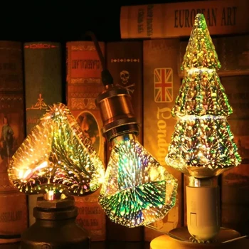 Yenilik 3D Havai Fişek Etkisi Ampul LED Yıldız Tuğla Noel Ağacı E27 85-265V Cam Vintage Gece Lambası noel dekoru Lambası